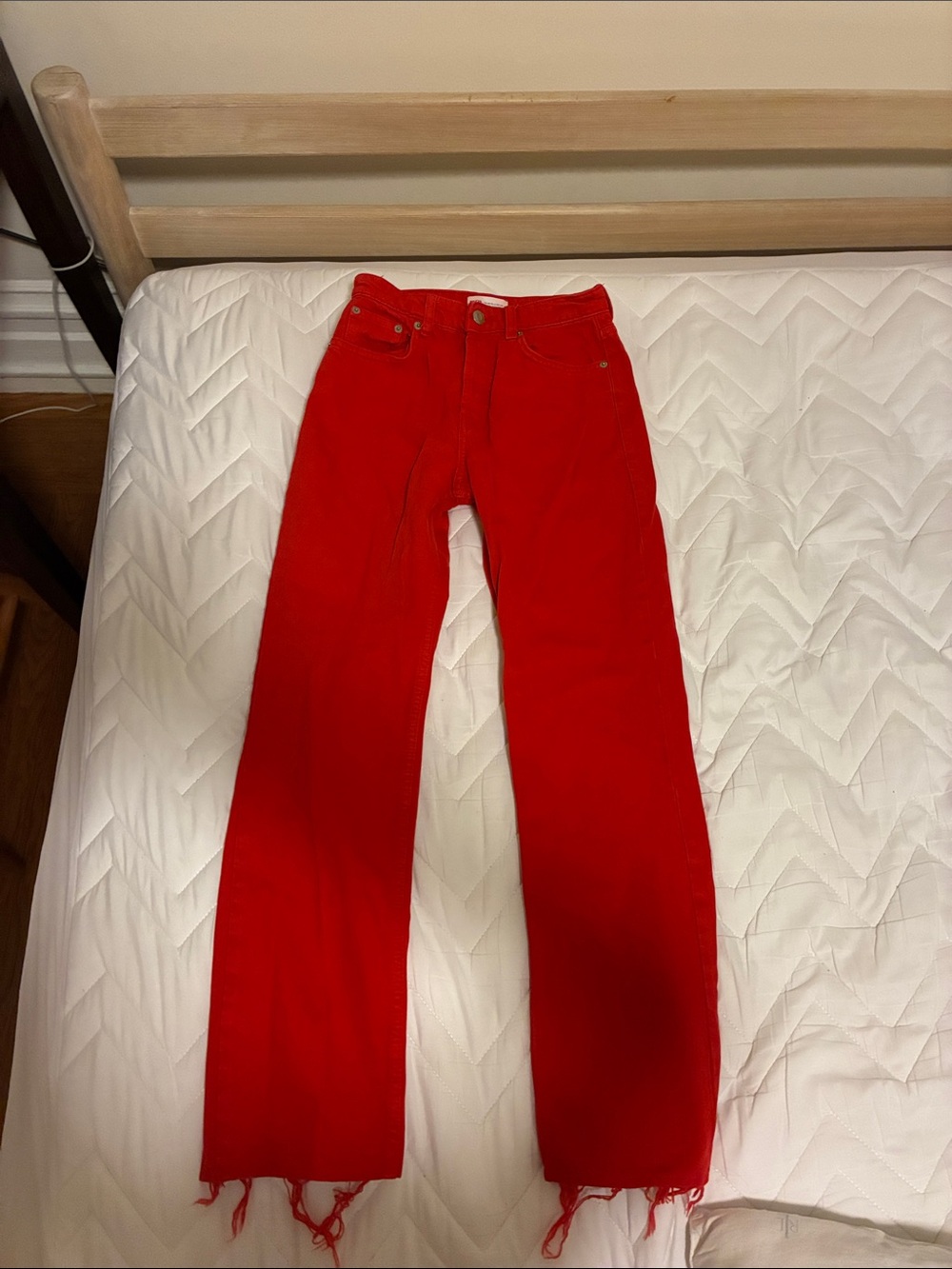 Zara Bold Red Women's Straight-Leg Jeans